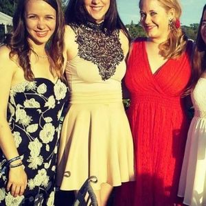 Beige with lace chest Mini dress